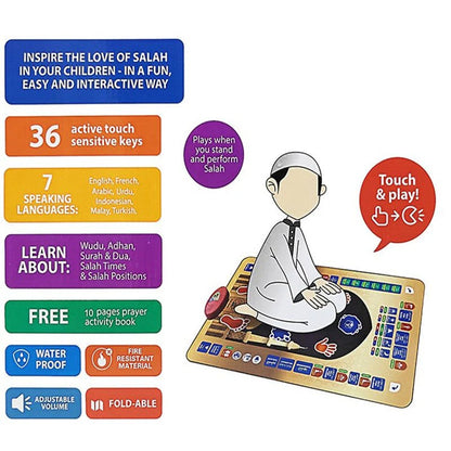 Islamic Salah Mat - Interactive Kids Prayer Mat for Children Education